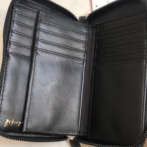 Betsey Johnson Black Faux Leather ZA Wallet Multi Colored Paris Dessert NWT - Picture 13 of 16